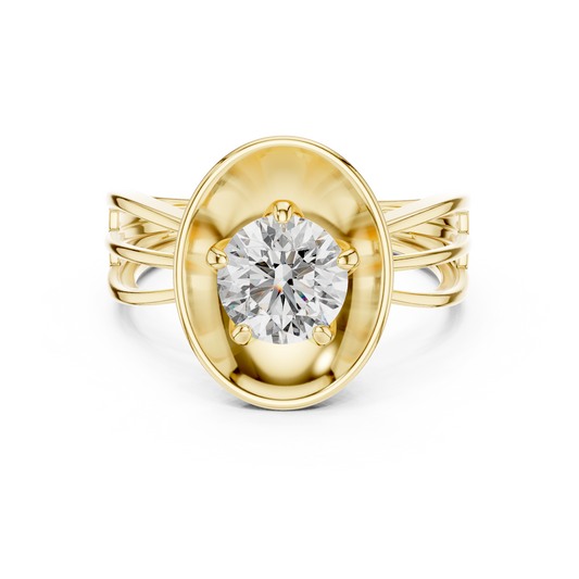 1.00 CTW Round Diamond Modern Metal Halo Solitaire Ring