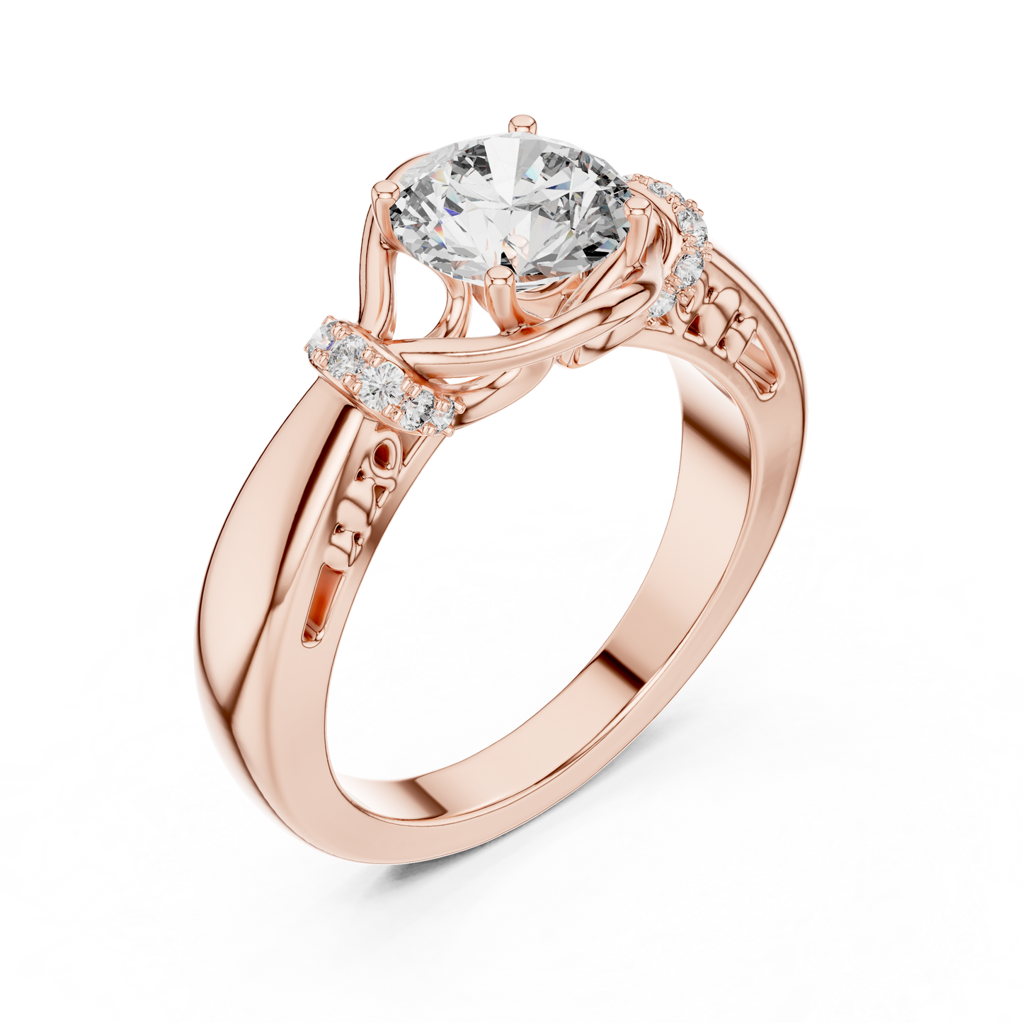 1.12 CTW Round Diamond Twisted Split Shank Ring