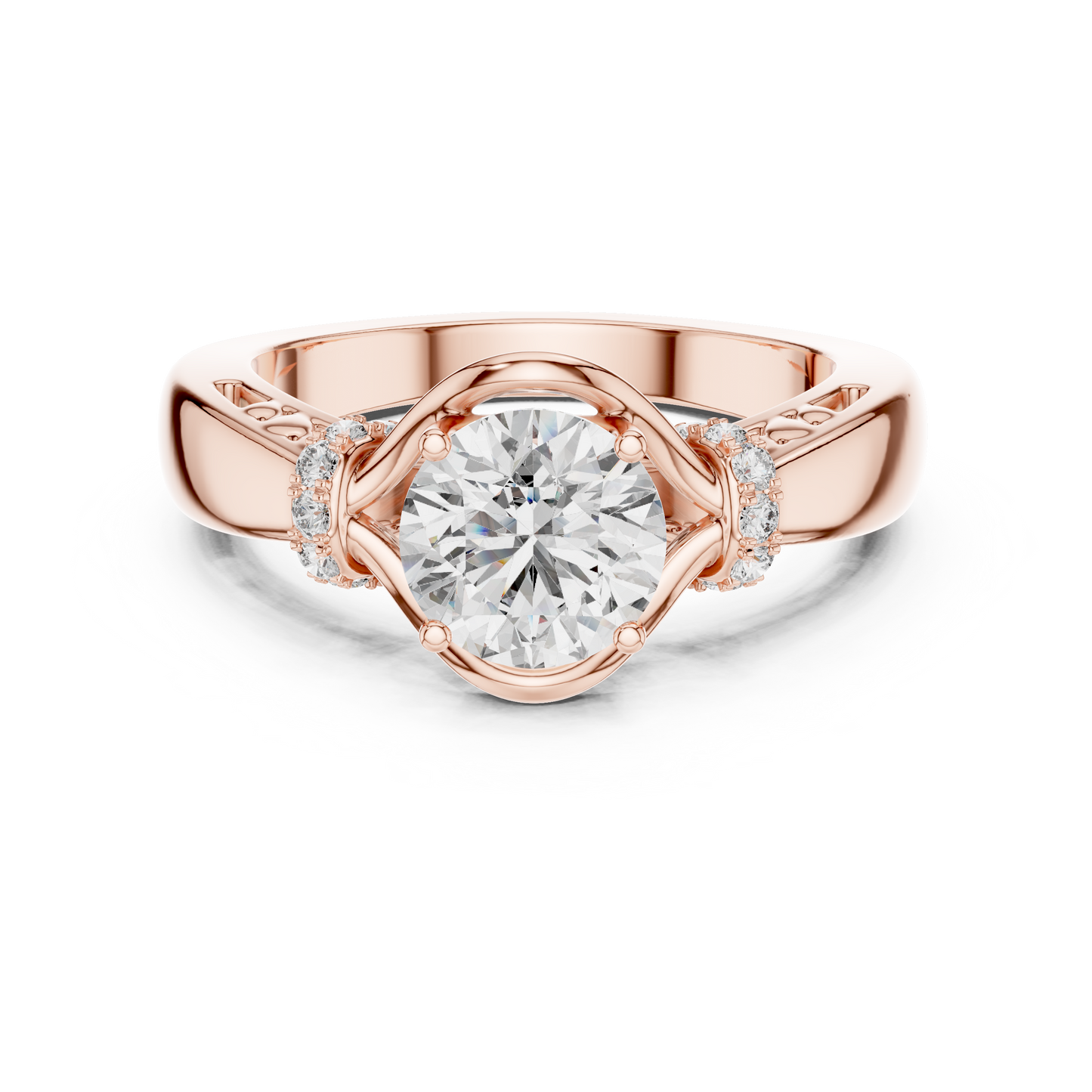 1.12 CTW Round Diamond Twisted Split Shank Ring