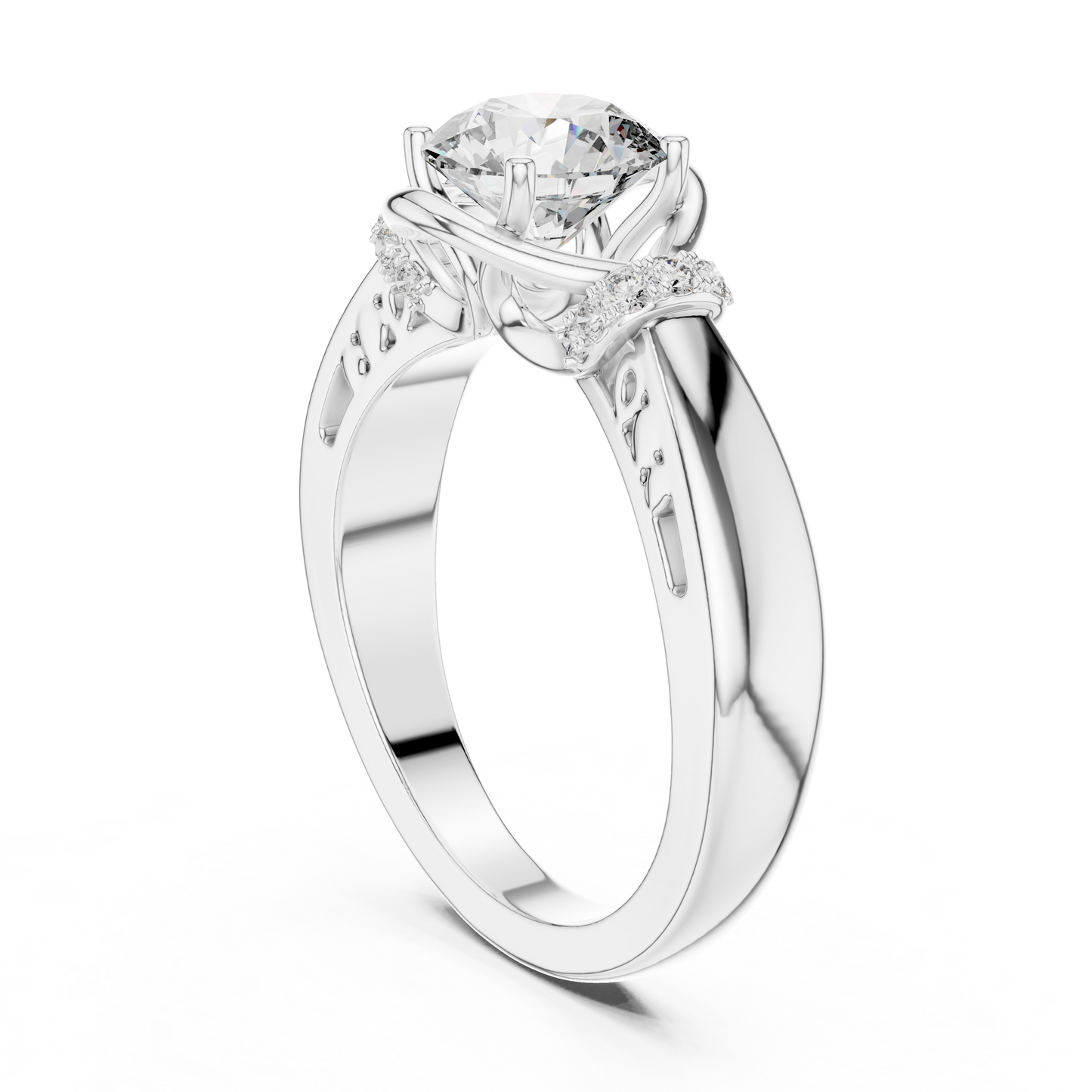 1.12 CTW Round Diamond Twisted Split Shank Ring