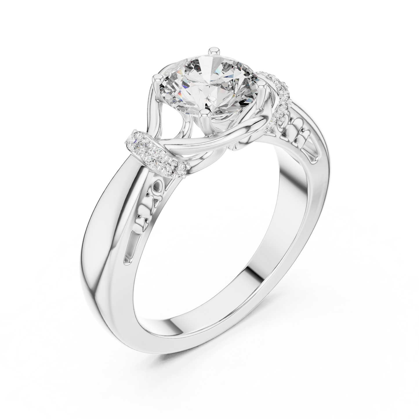 1.12 CTW Round Diamond Twisted Split Shank Ring