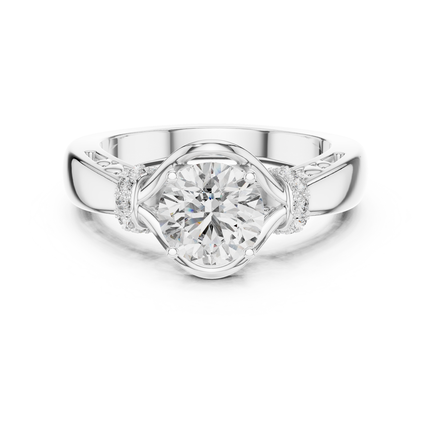 1.12 CTW Round Diamond Twisted Split Shank Ring