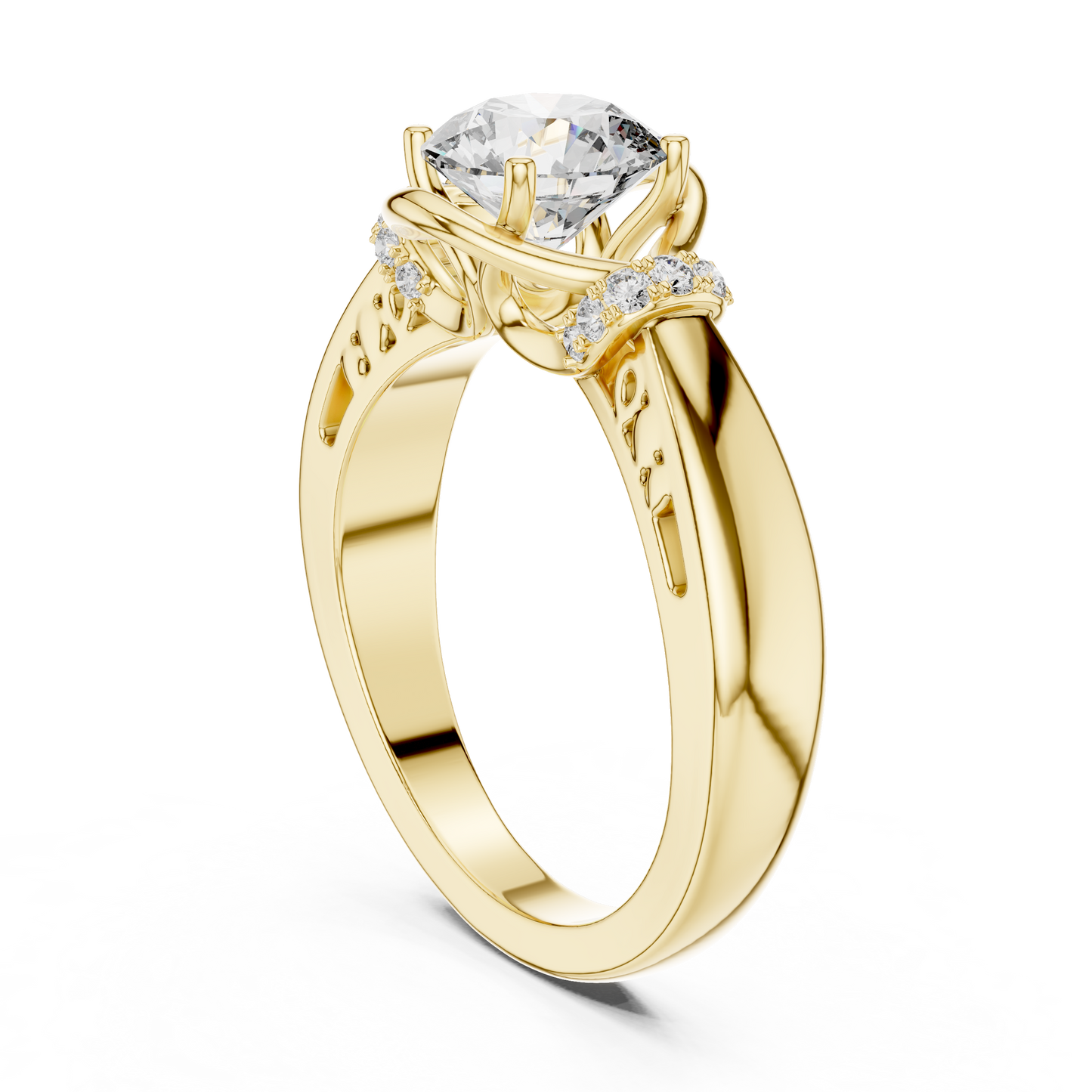 1.12 CTW Round Diamond Twisted Split Shank Ring