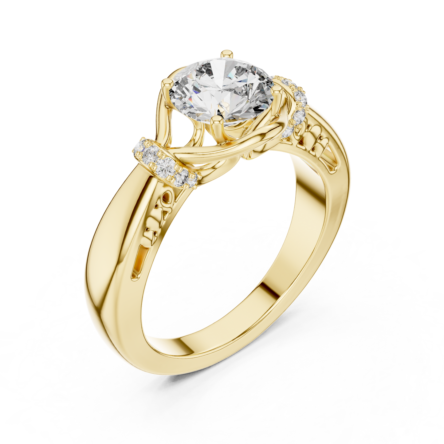 1.12 CTW Round Diamond Twisted Split Shank Ring