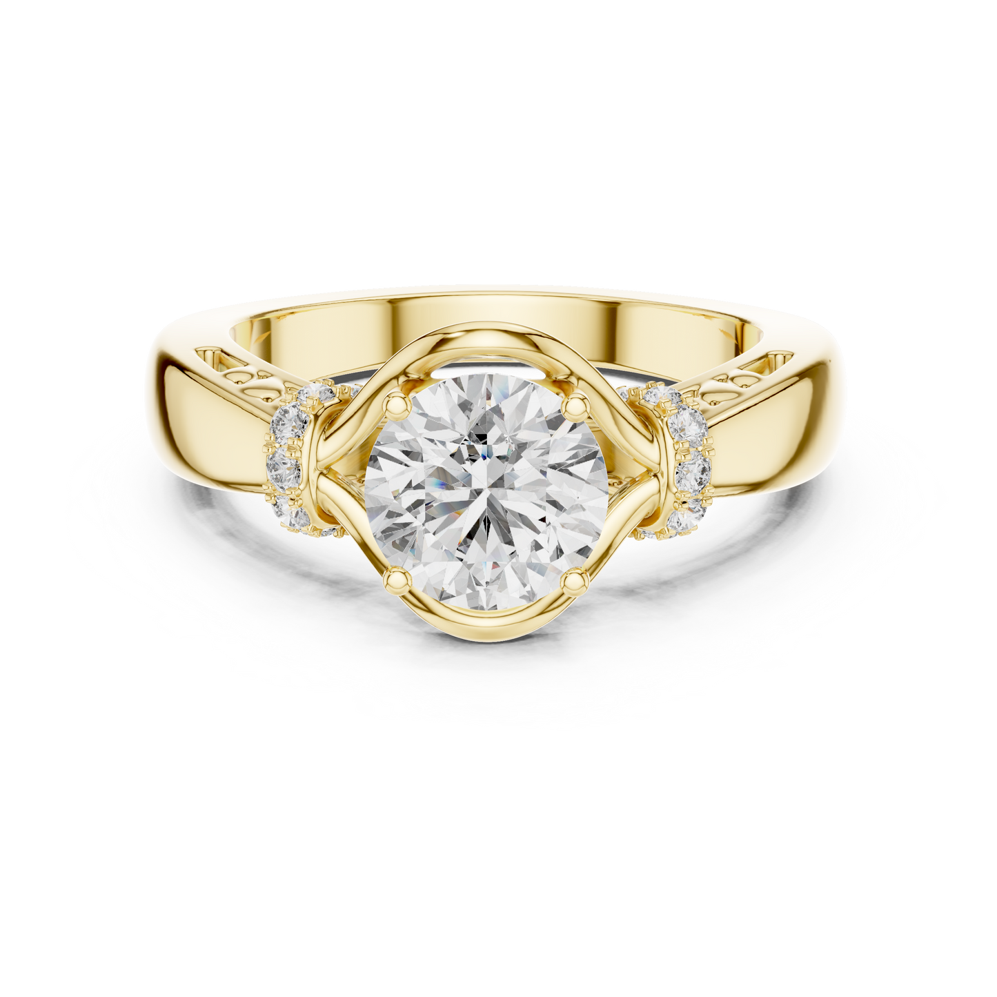 1.12 CTW Round Diamond Twisted Split Shank Ring