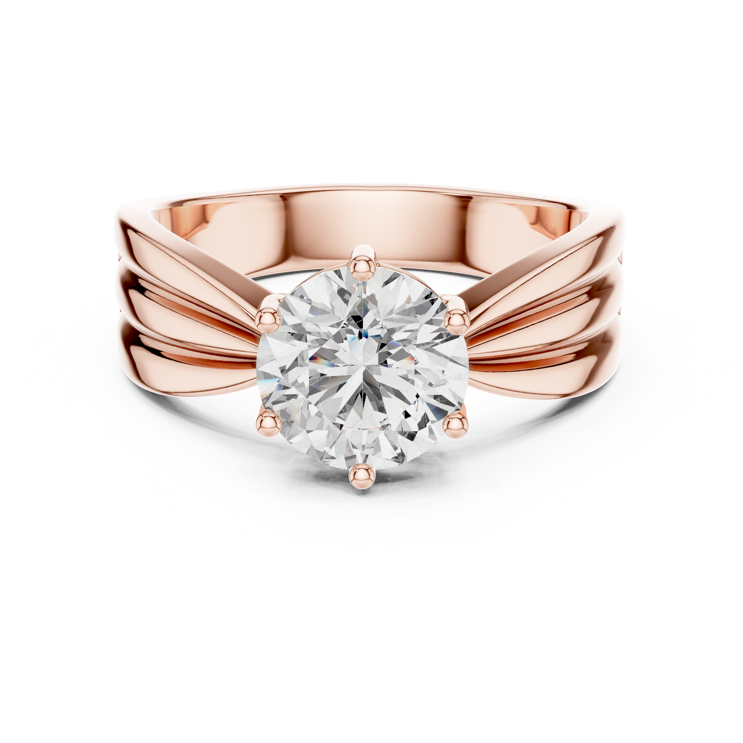 1.25 CTW Round Diamond Solitaire Engagement Ring with Fluted Band