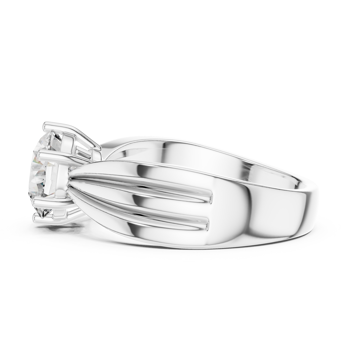 1.25 CTW Round Diamond Solitaire Engagement Ring with Fluted Band