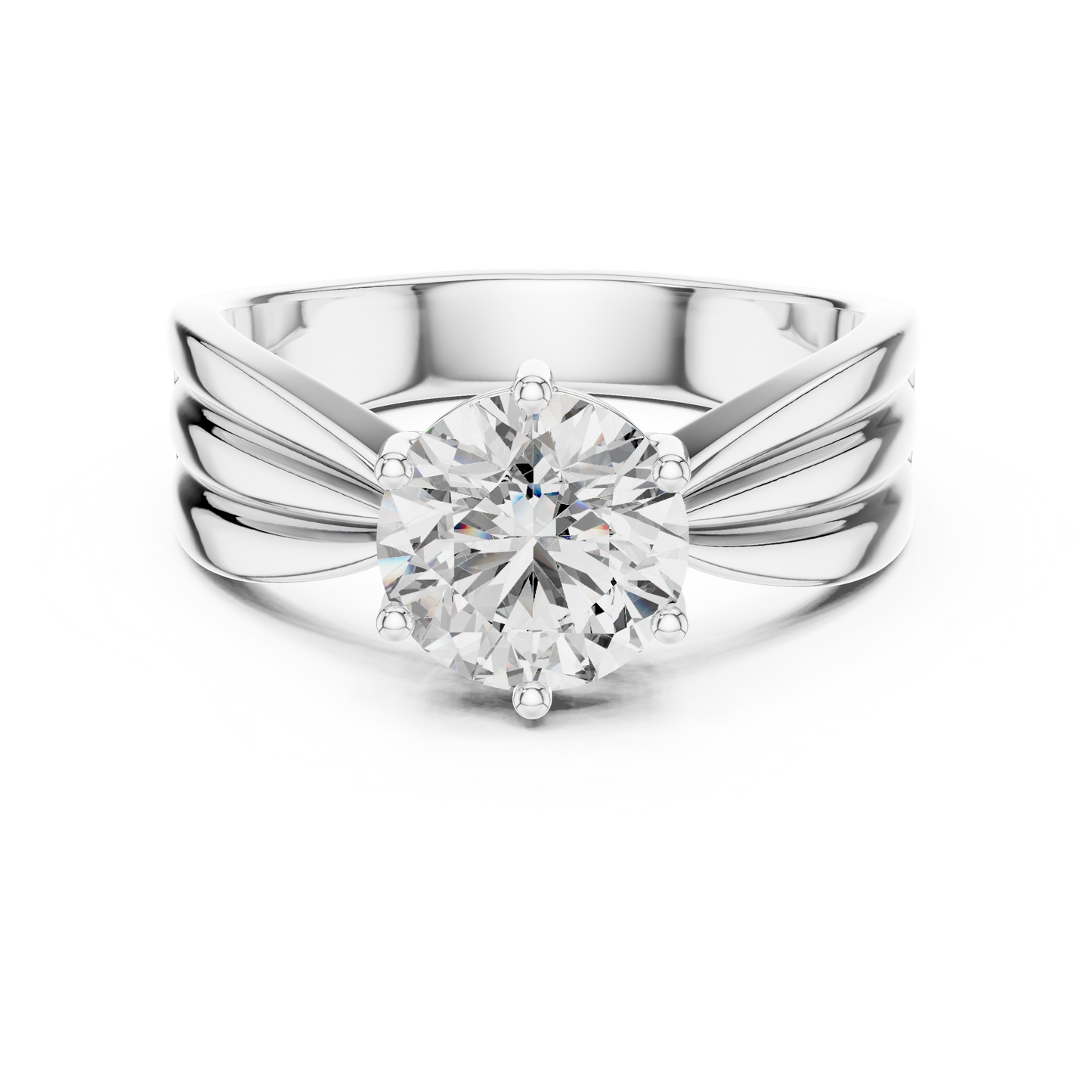 1.25 CTW Round Diamond Solitaire Engagement Ring with Fluted Band