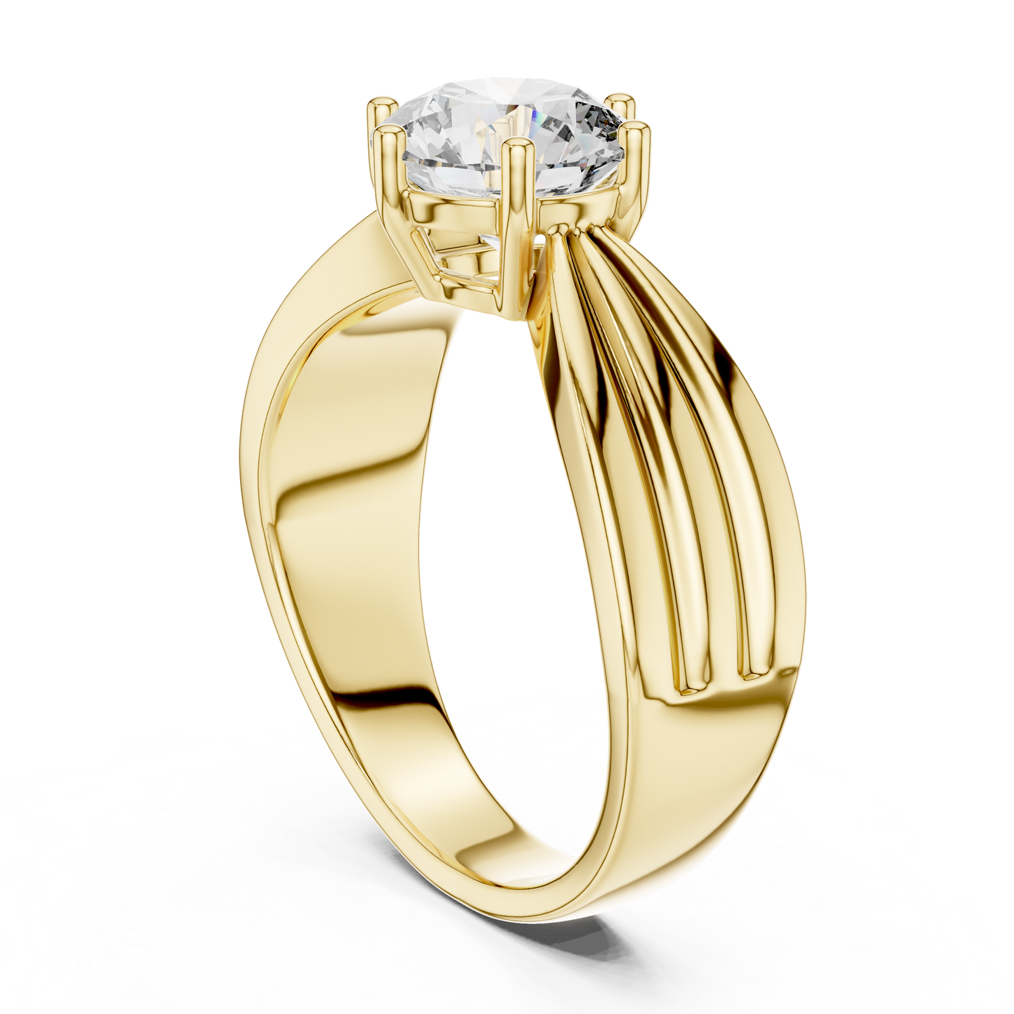 1.25 CTW Round Diamond Solitaire Engagement Ring with Fluted Band
