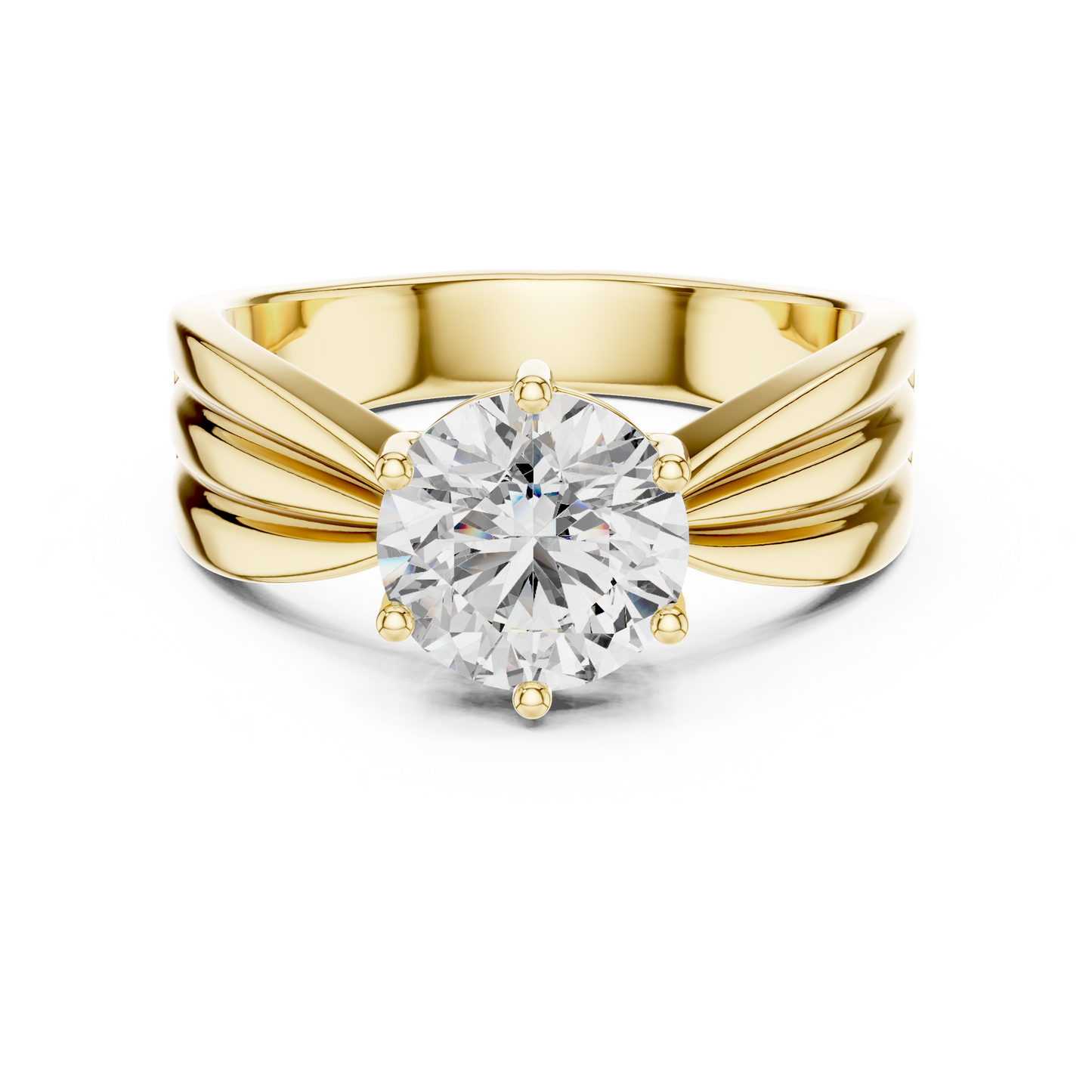 1.25 CTW Round Diamond Solitaire Engagement Ring with Fluted Band