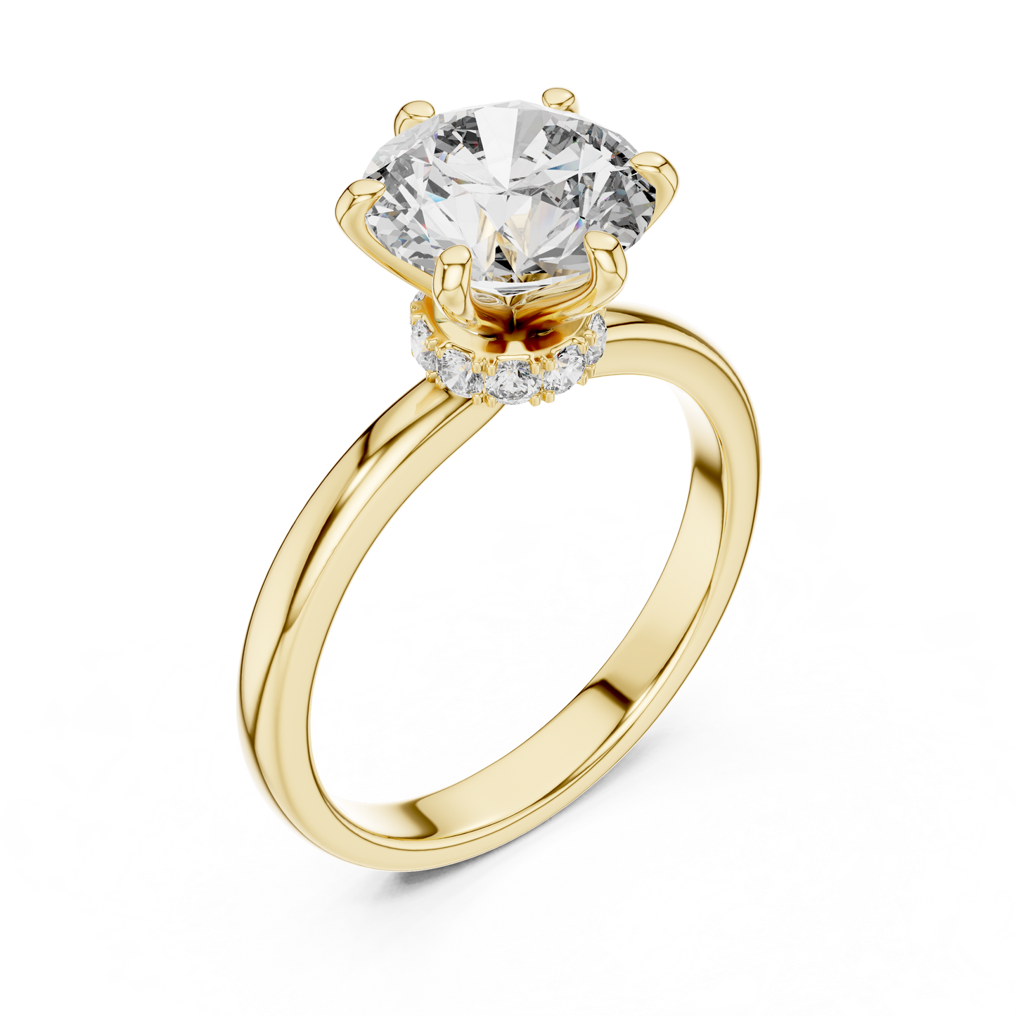 2.00 Carat Round 6-Prong Solitaire with Hidden Halo (2.15 CTW)