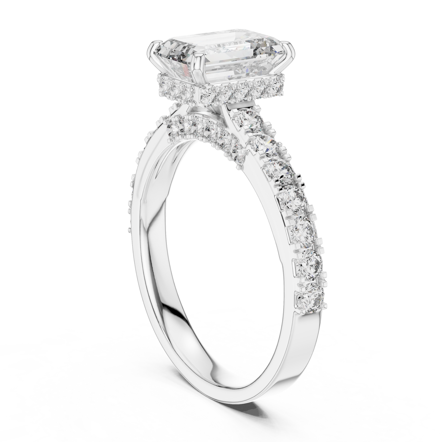 Elegant Emerald Solitaire Ring with Diamond Band