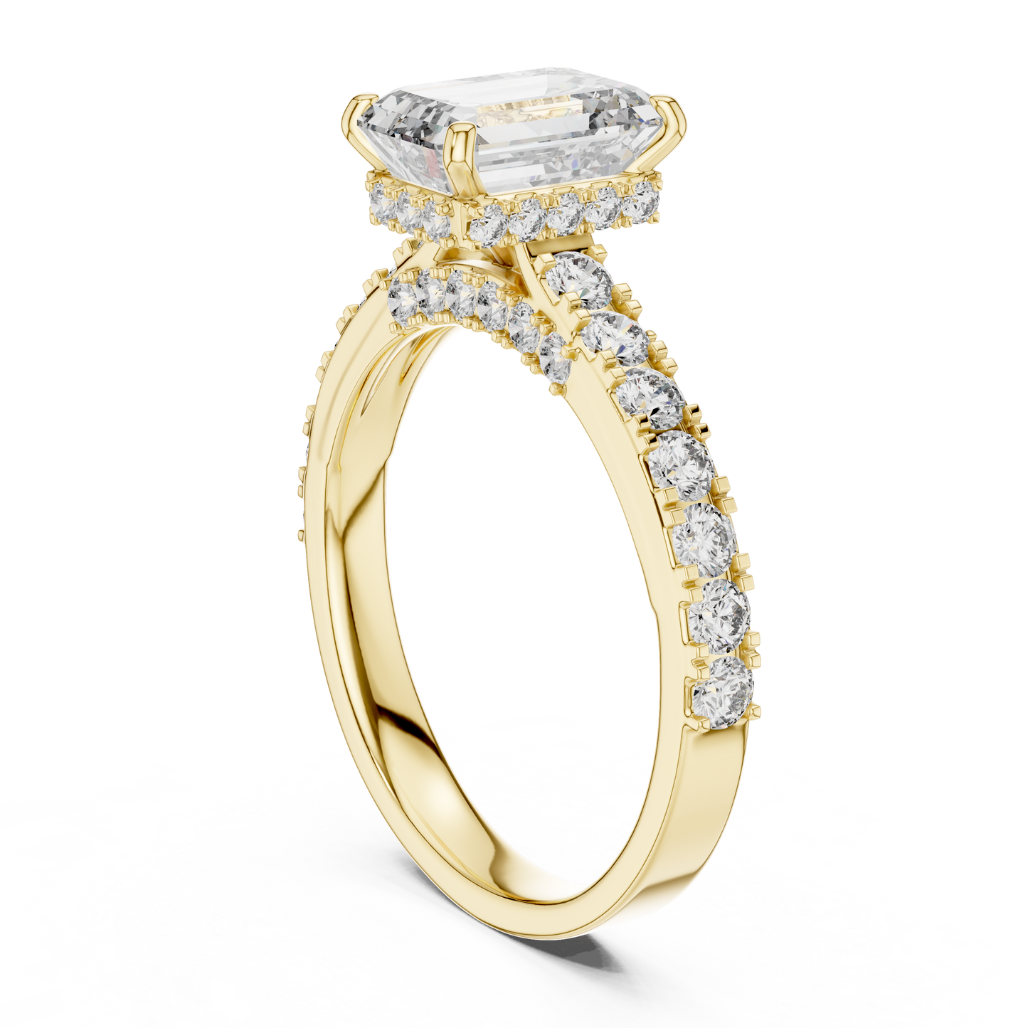 Elegant Emerald Solitaire Ring with Diamond Band