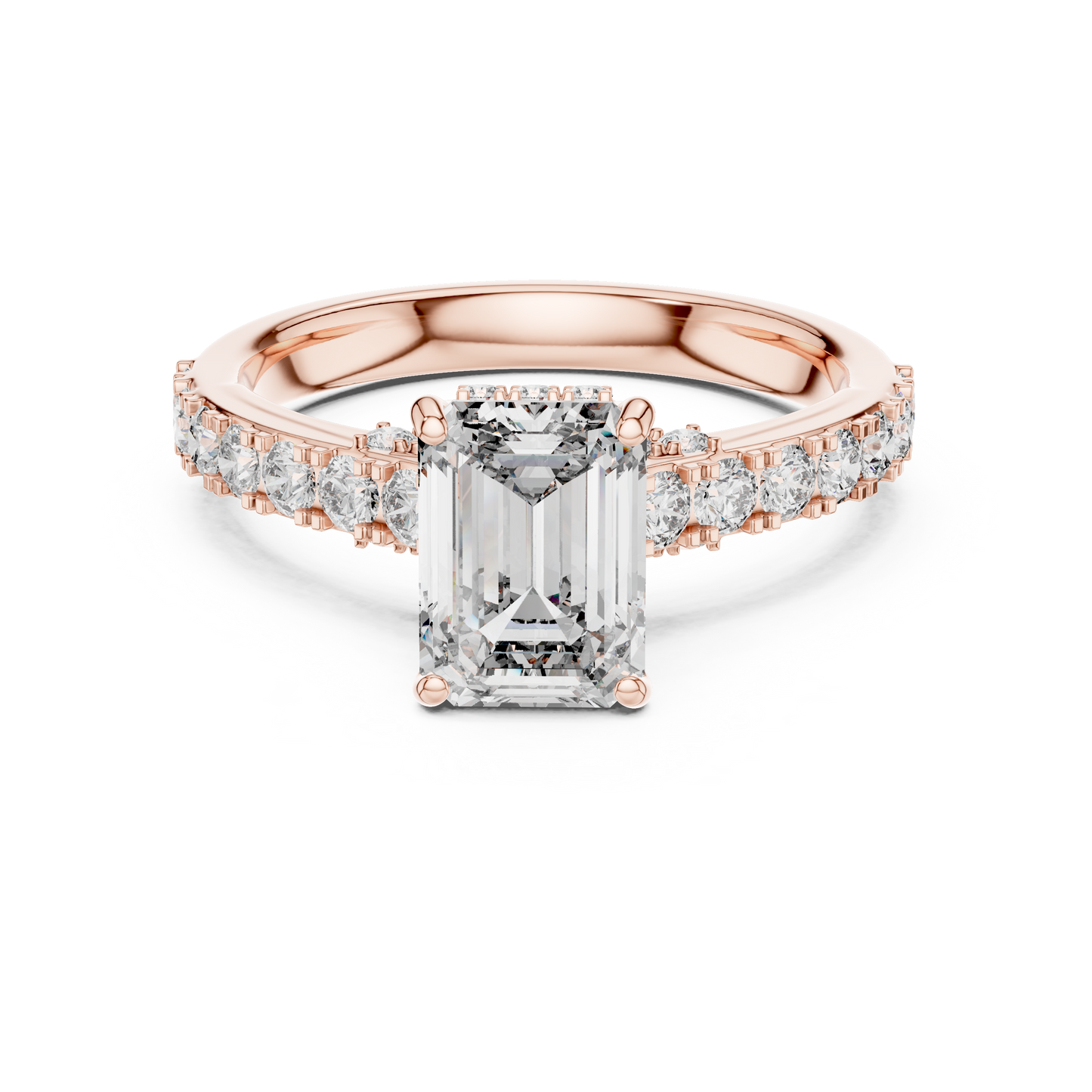 Elegant Emerald Solitaire Ring with Diamond Band