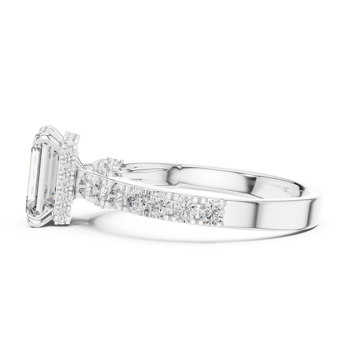 Elegant Emerald Solitaire Ring with Diamond Band