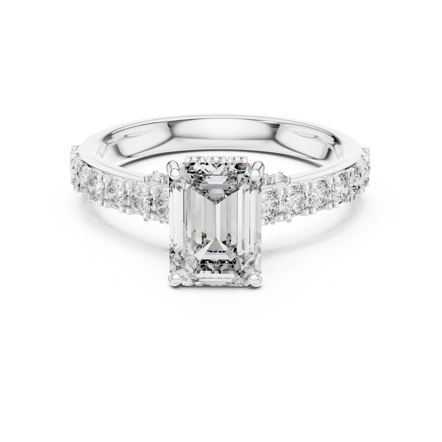 Elegant Emerald Solitaire Ring with Diamond Band