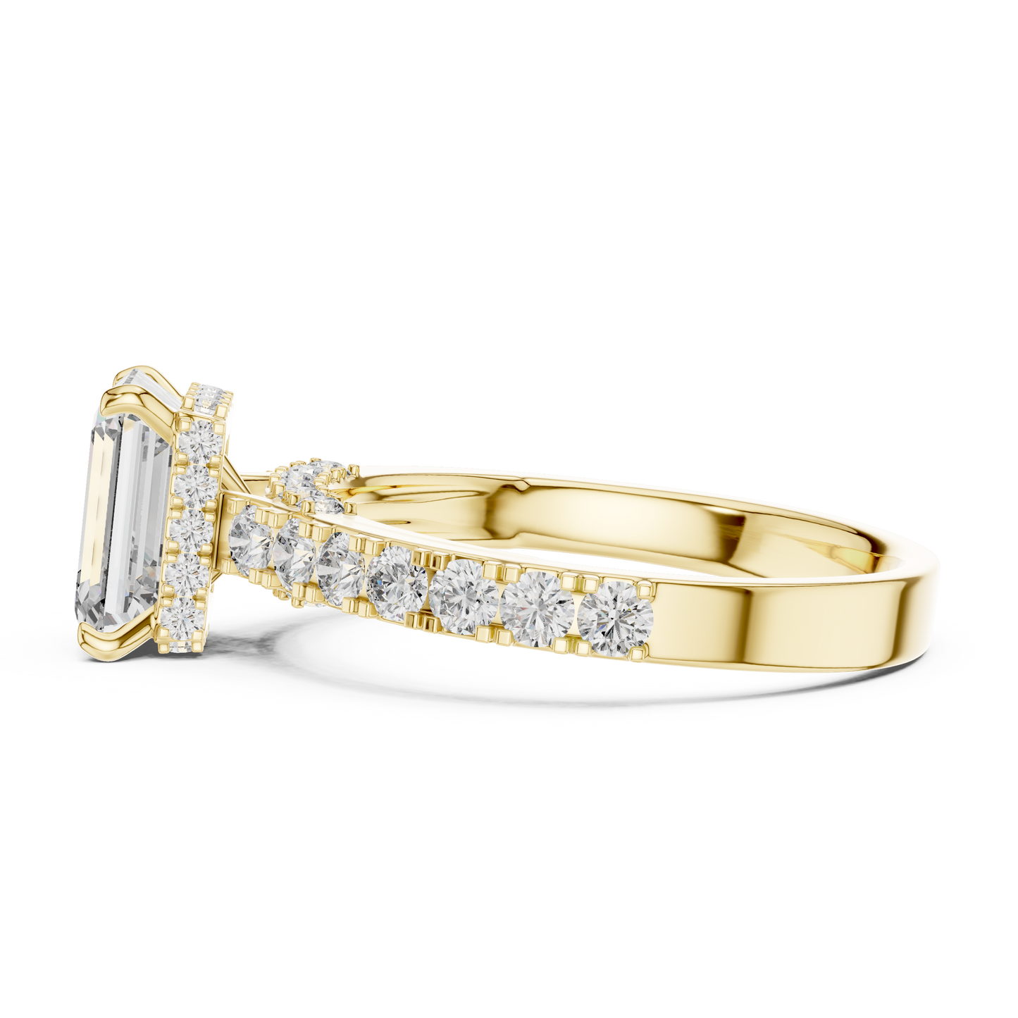 Elegant Emerald Solitaire Ring with Diamond Band
