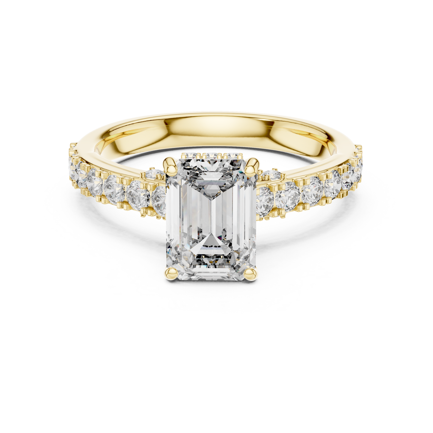 Elegant Emerald Solitaire Ring with Diamond Band