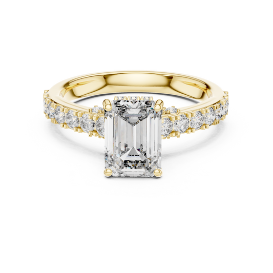Elegant Emerald Solitaire Ring with Diamond Band