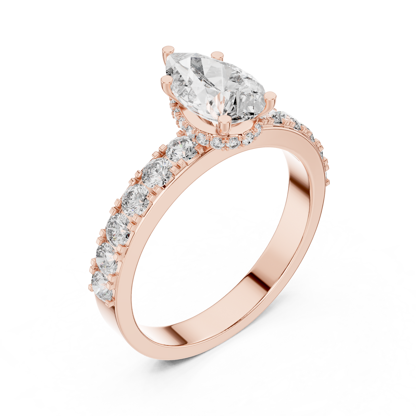 Pear Cut Diamond Engagement Ring with Accent Band