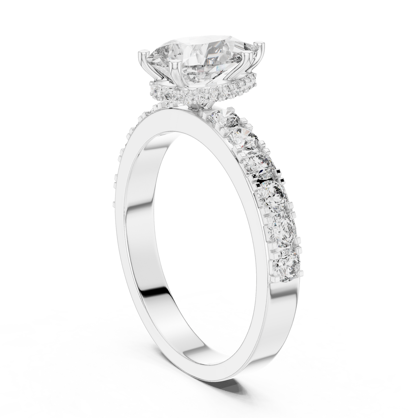Pear Cut Diamond Engagement Ring with Accent Band