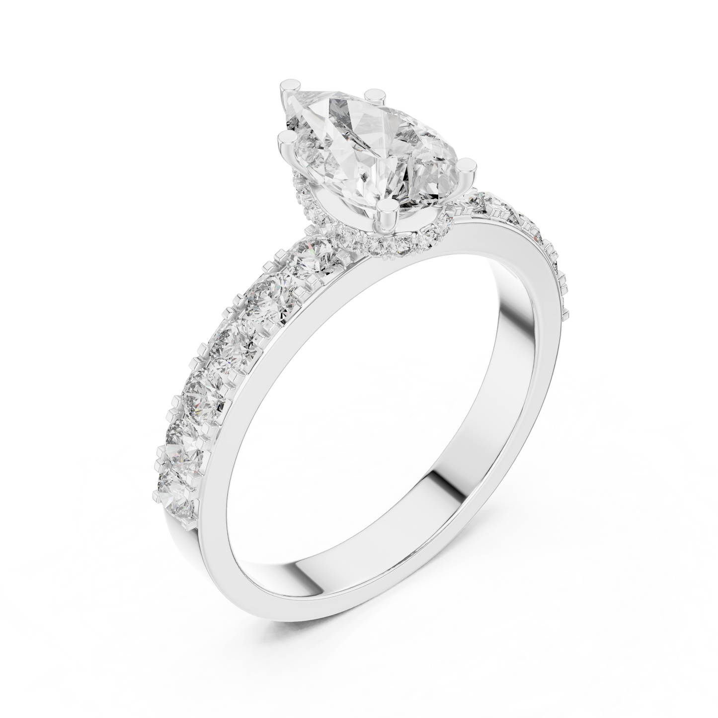 Pear Cut Diamond Engagement Ring with Accent Band