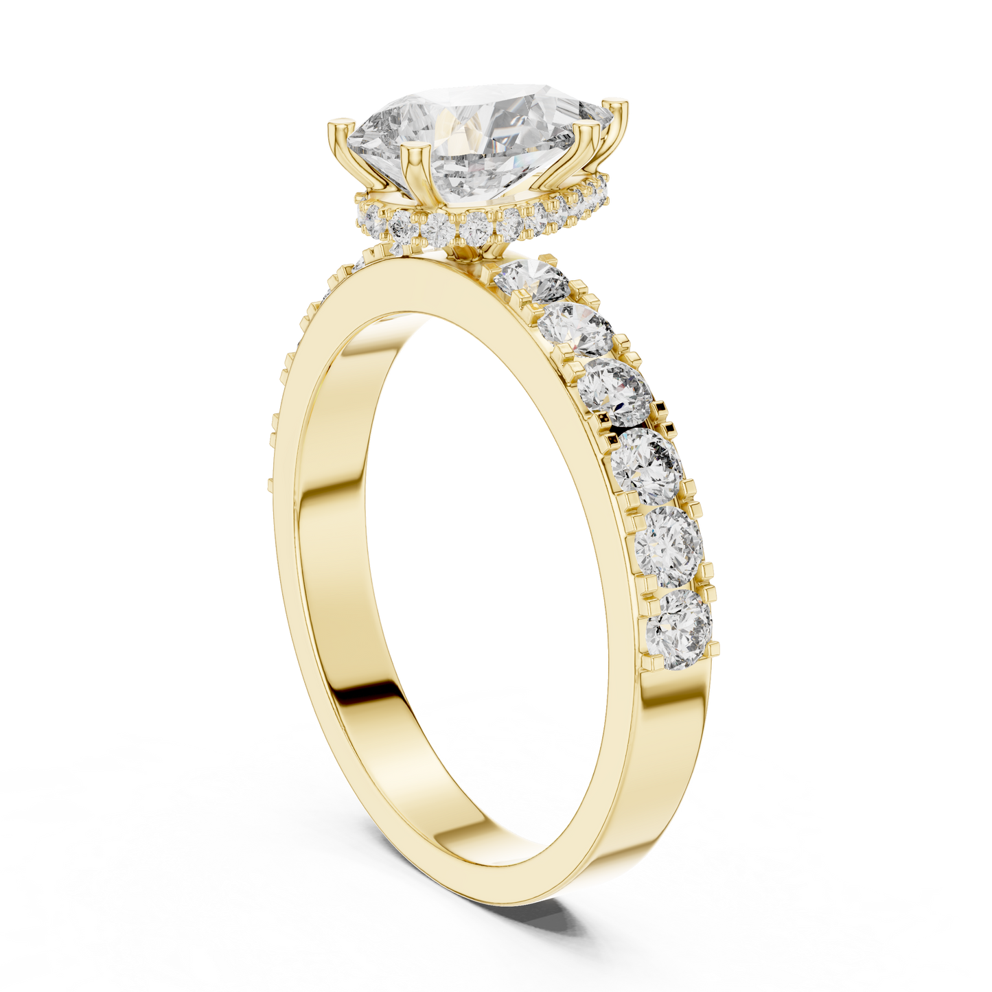 Pear Cut Diamond Engagement Ring with Accent Band