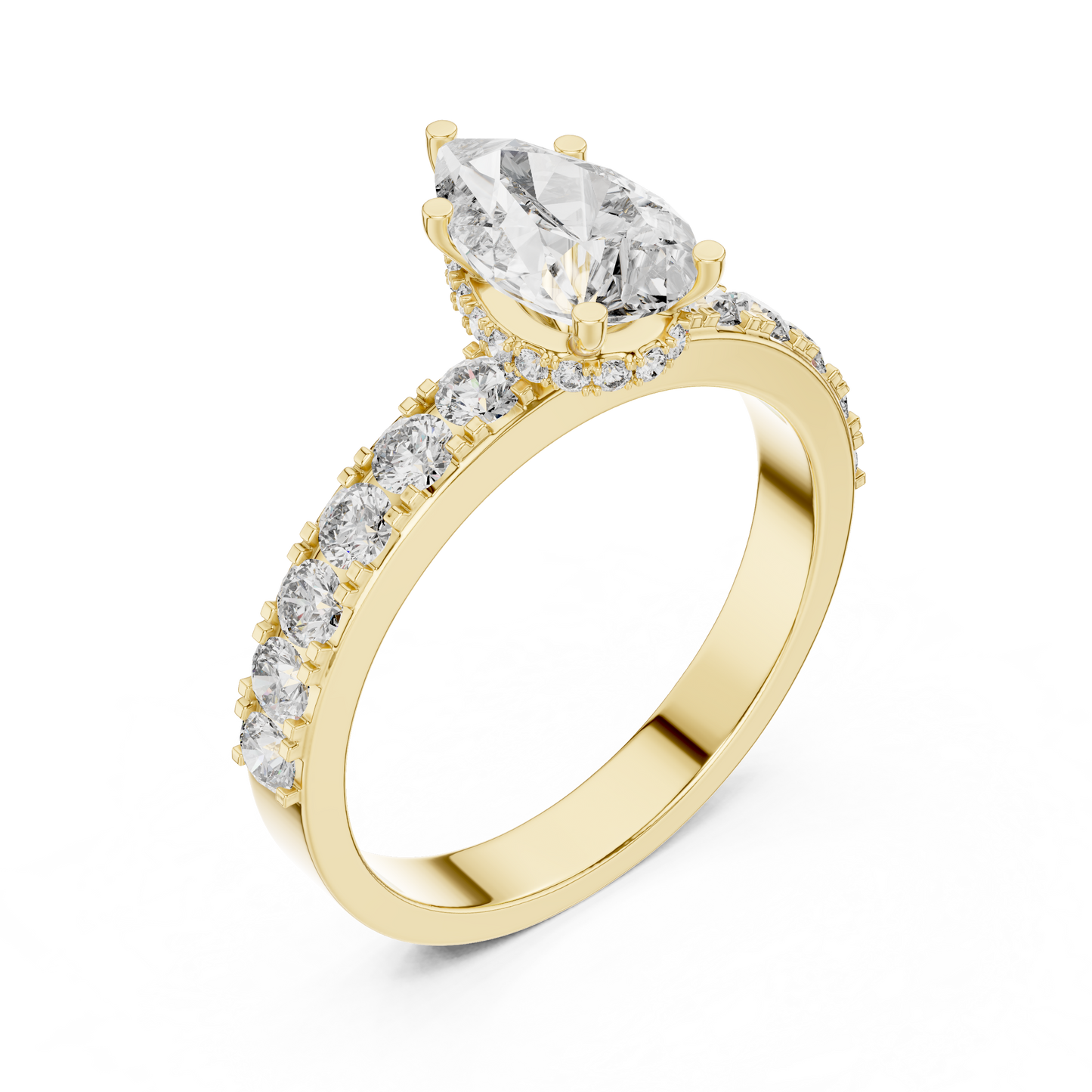 Pear Cut Diamond Engagement Ring with Accent Band