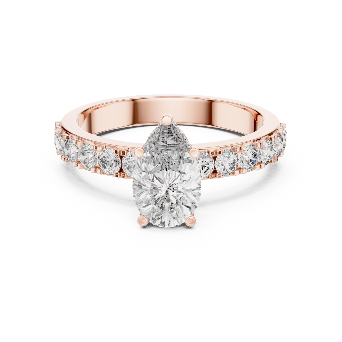 Pear Cut Diamond Engagement Ring with Accent Band