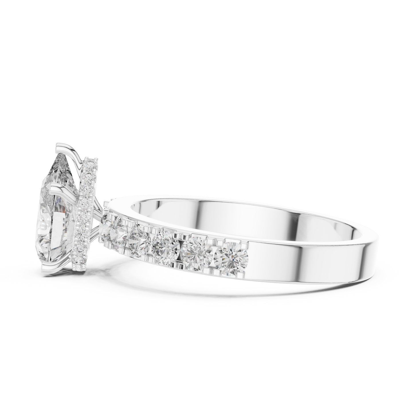 Pear Cut Diamond Engagement Ring with Accent Band