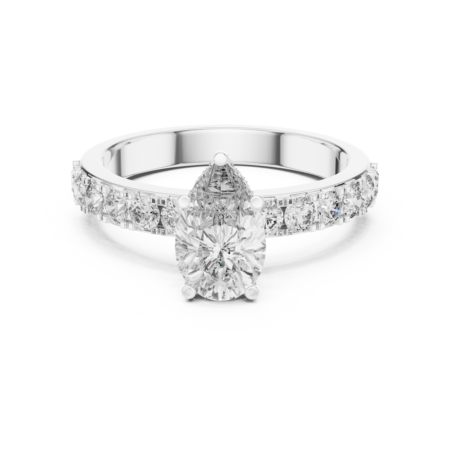 Pear Cut Diamond Engagement Ring with Accent Band