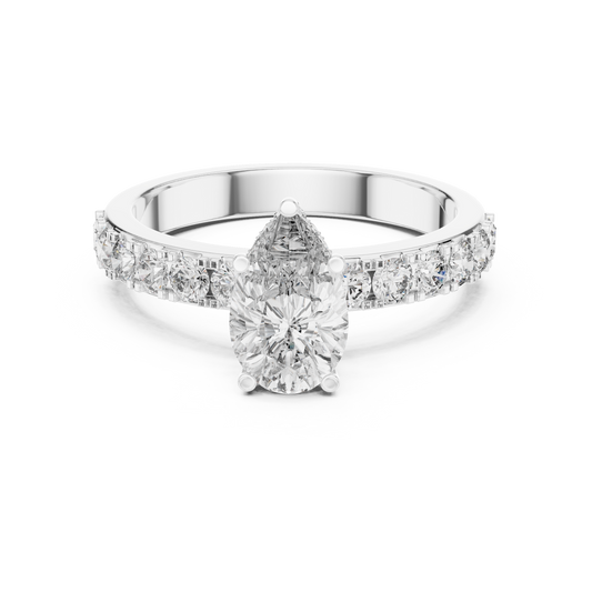 Pear Cut Diamond Engagement Ring with Accent Band