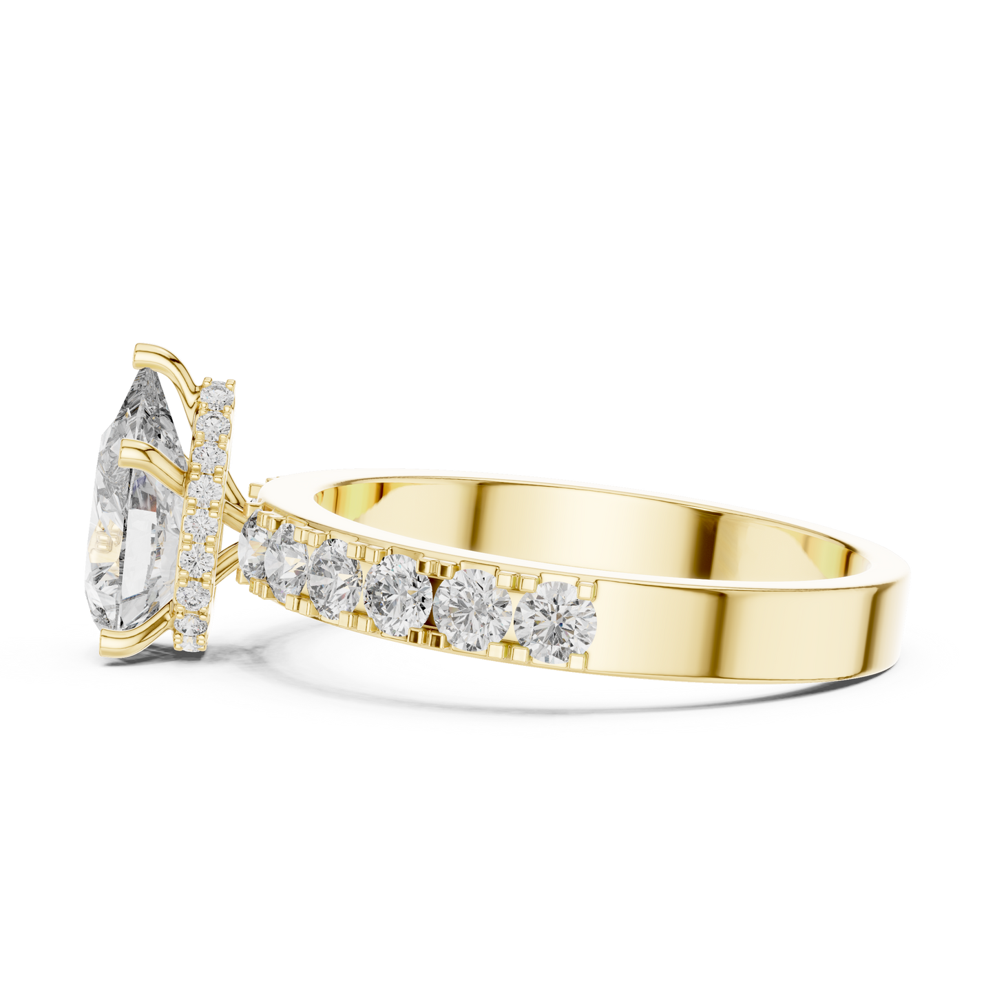 Pear Cut Diamond Engagement Ring with Accent Band