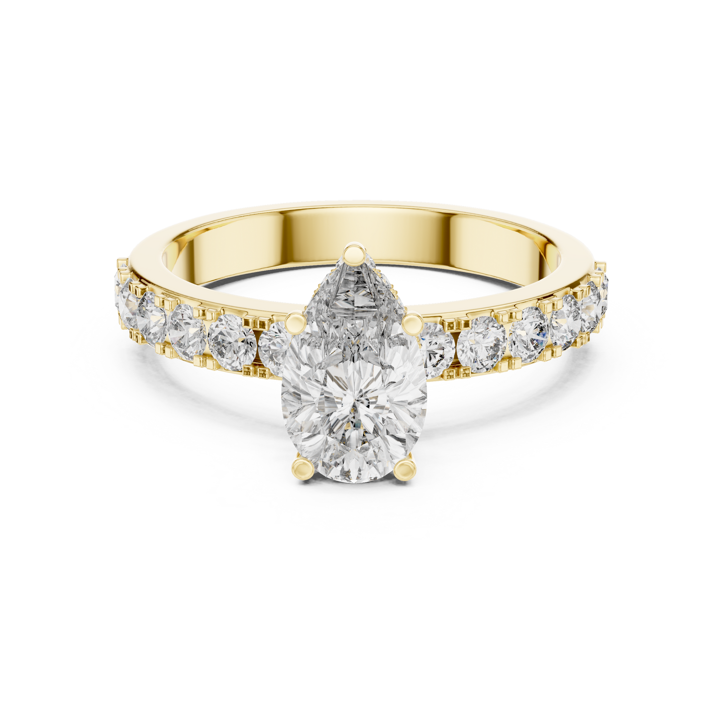 Pear Cut Diamond Engagement Ring with Accent Band