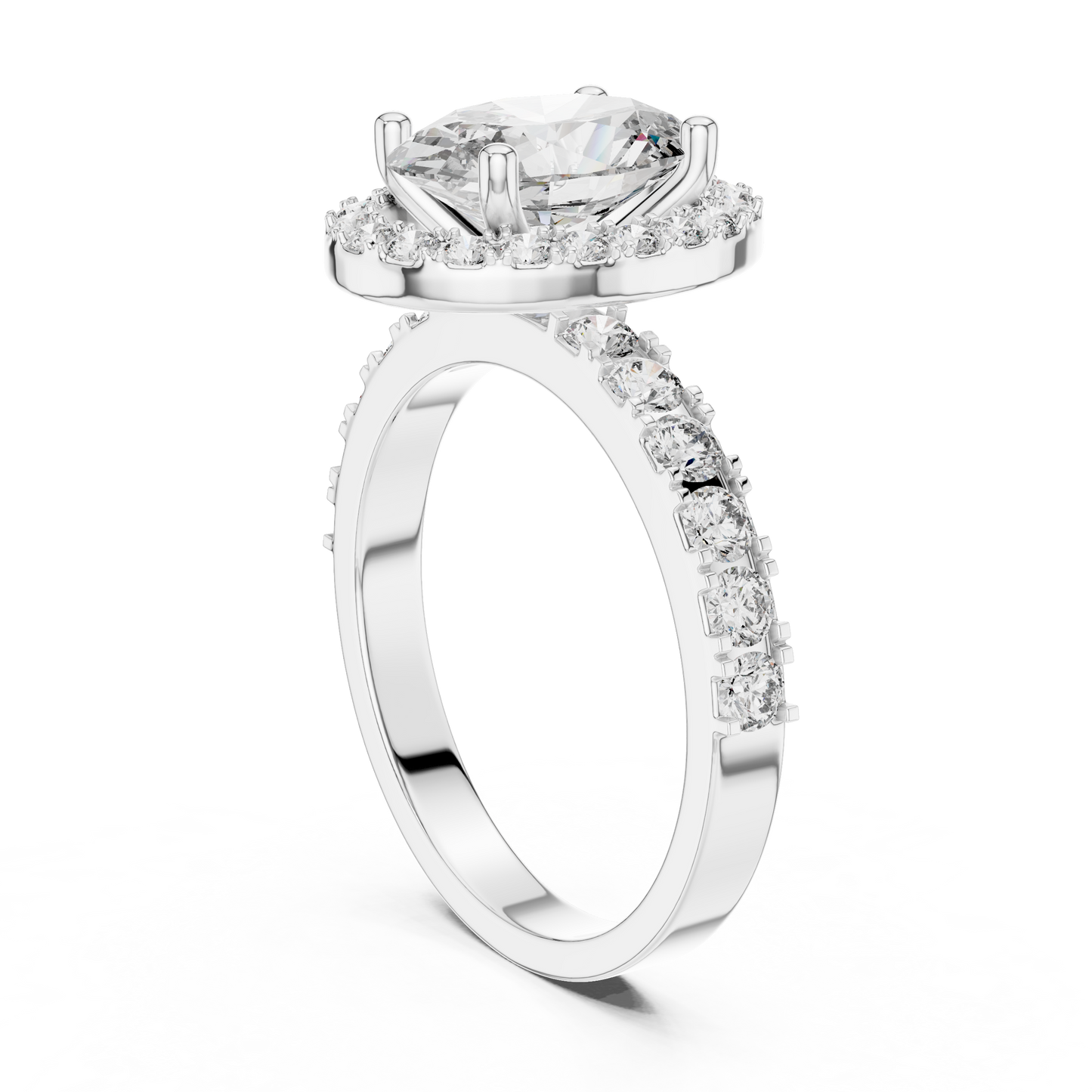 Brilliant 2.44 CTW Oval Diamond Halo Ring with Diamond Band