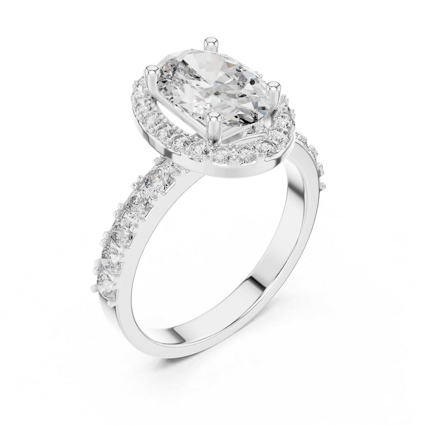 Brilliant 2.44 CTW Oval Diamond Halo Ring with Diamond Band