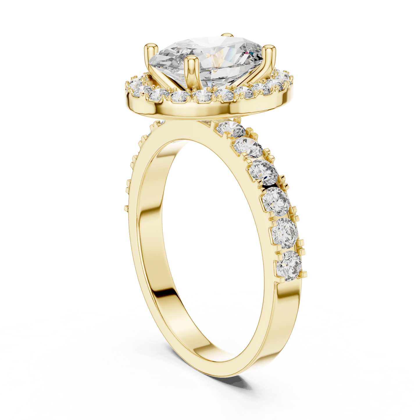 Brilliant 2.44 CTW Oval Diamond Halo Ring with Diamond Band