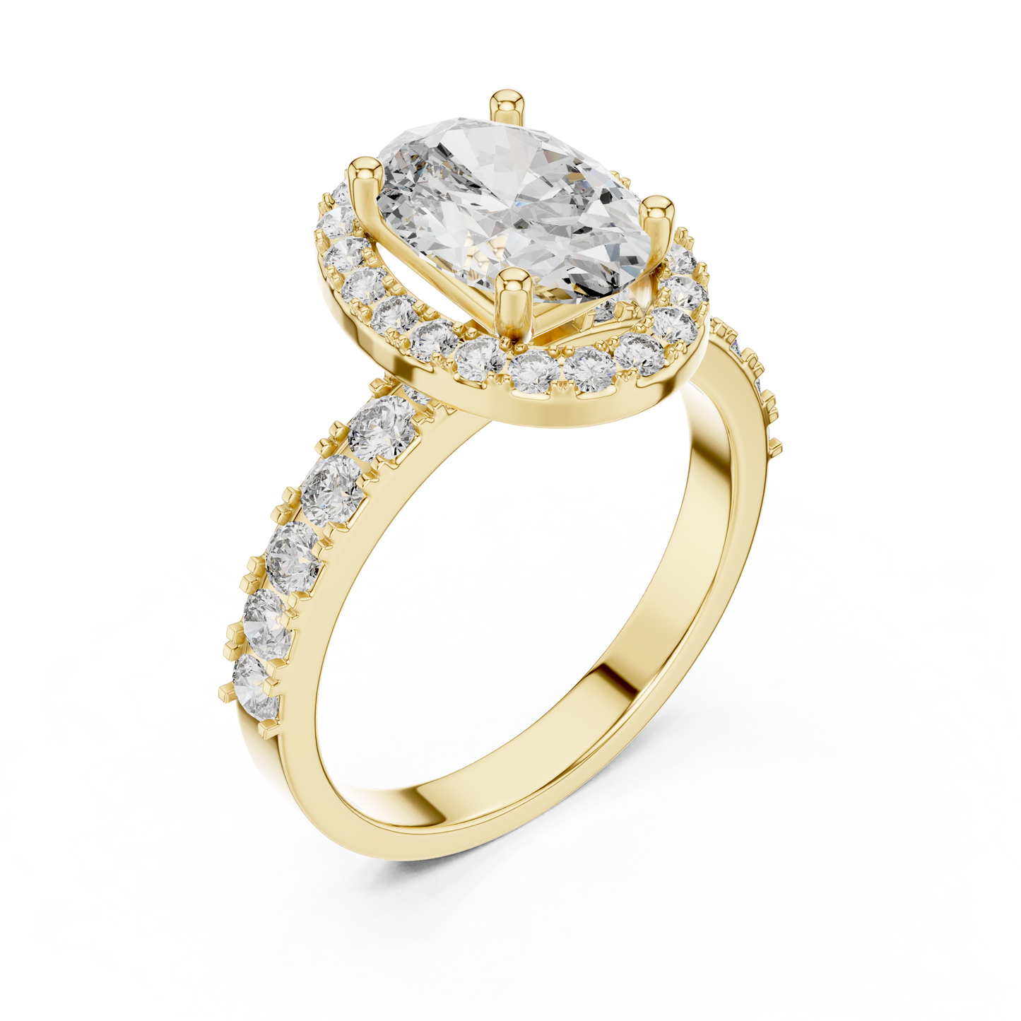 Brilliant 2.44 CTW Oval Diamond Halo Ring with Diamond Band