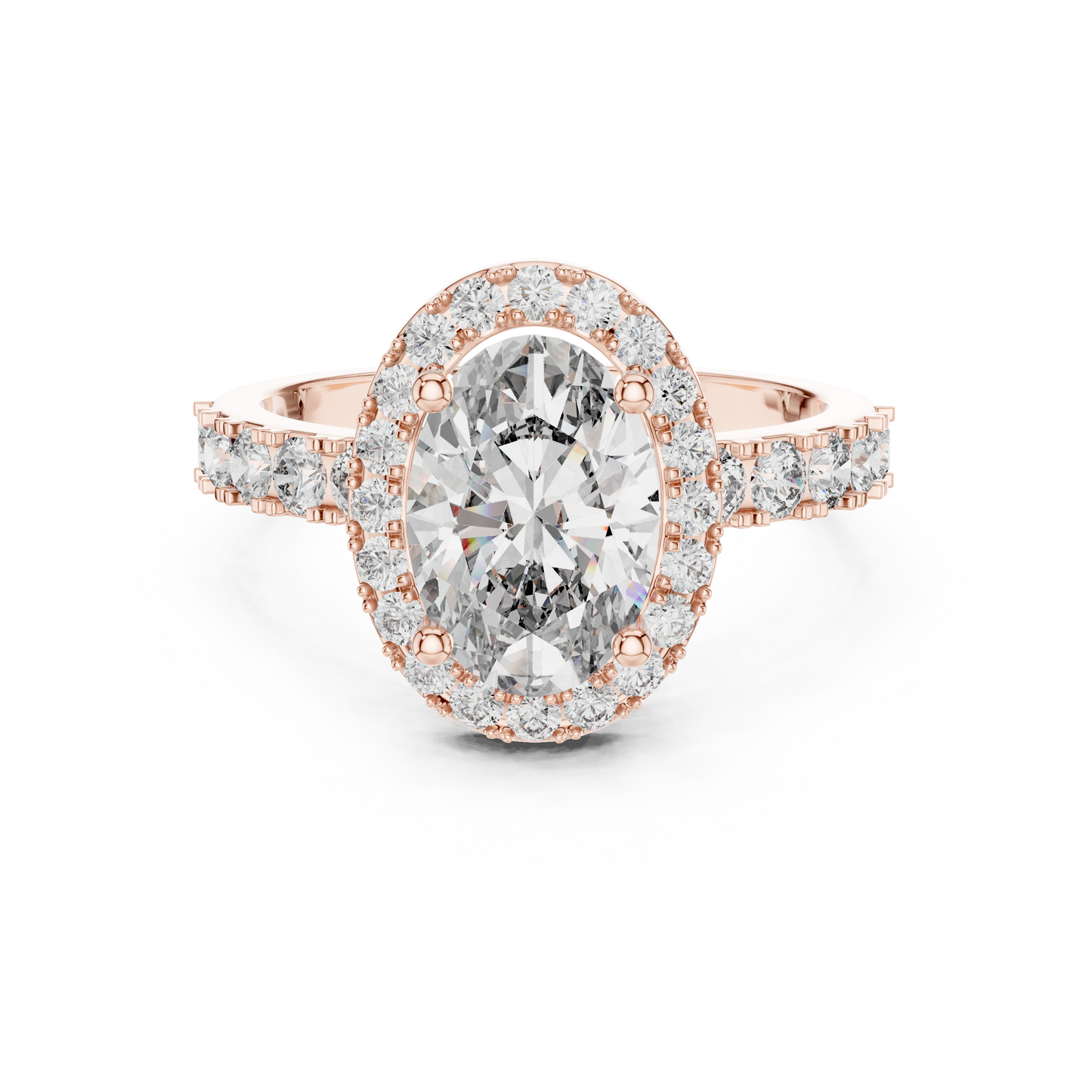 Brilliant 2.44 CTW Oval Diamond Halo Ring with Diamond Band