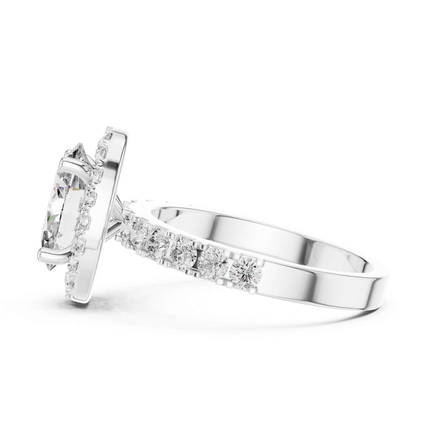 Brilliant 2.44 CTW Oval Diamond Halo Ring with Diamond Band