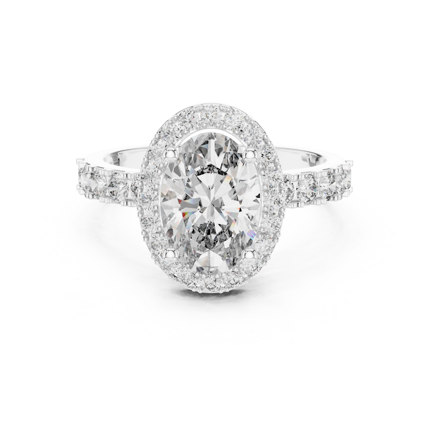 Brilliant 2.44 CTW Oval Diamond Halo Ring with Diamond Band