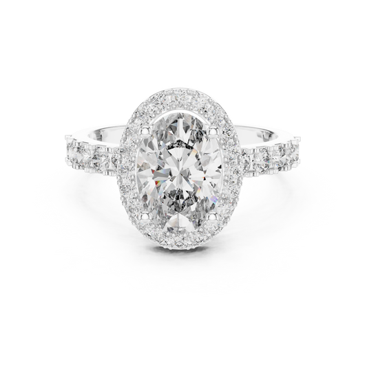 Brilliant 2.44 CTW Oval Diamond Halo Ring with Diamond Band