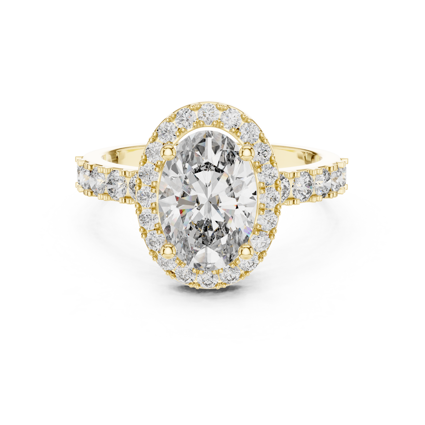 Brilliant 2.44 CTW Oval Diamond Halo Ring with Diamond Band