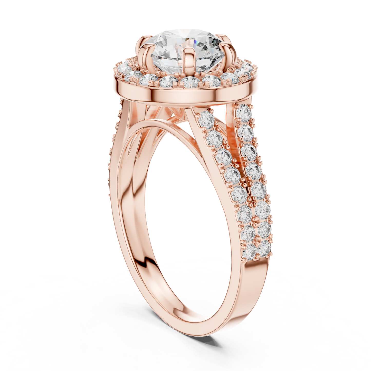 2.03 CTW Round Halo Split Shank Diamond Engagement
