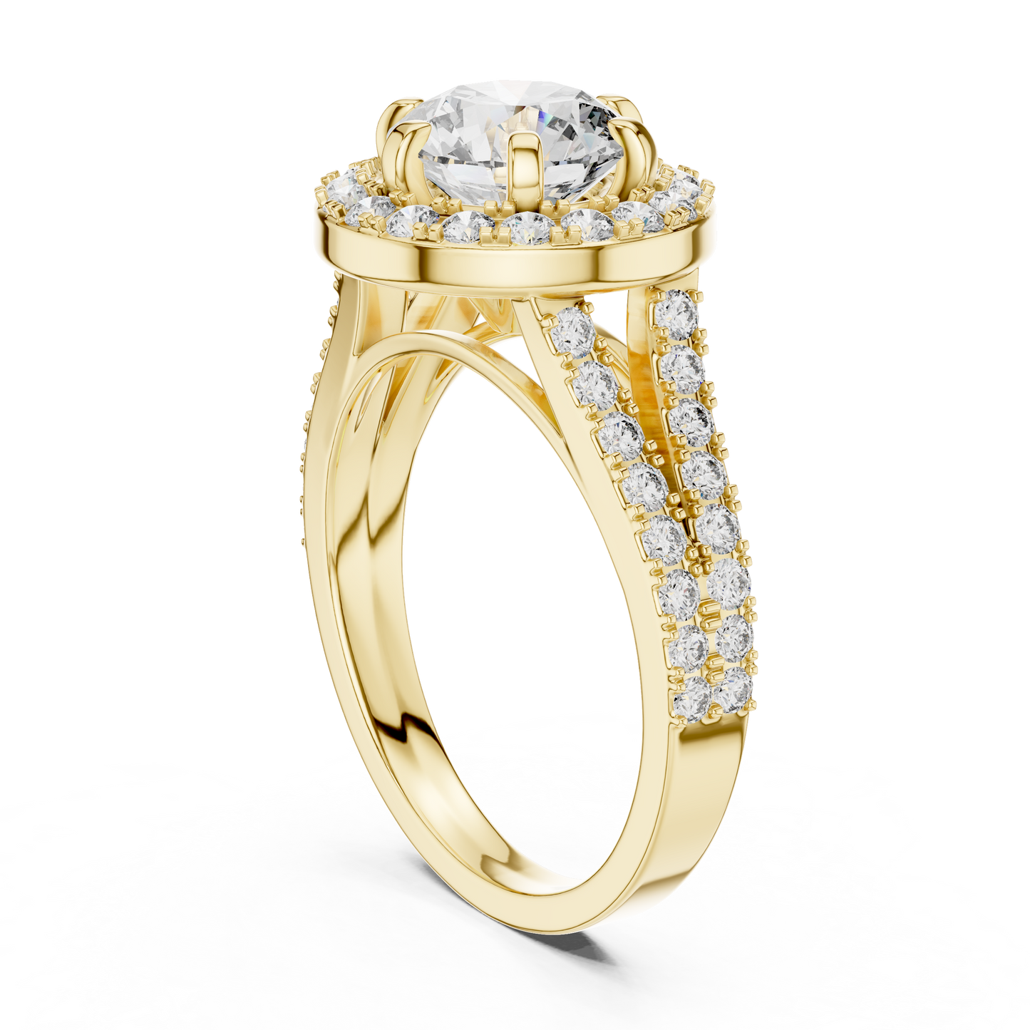 2.03 CTW Round Halo Split Shank Diamond Engagement