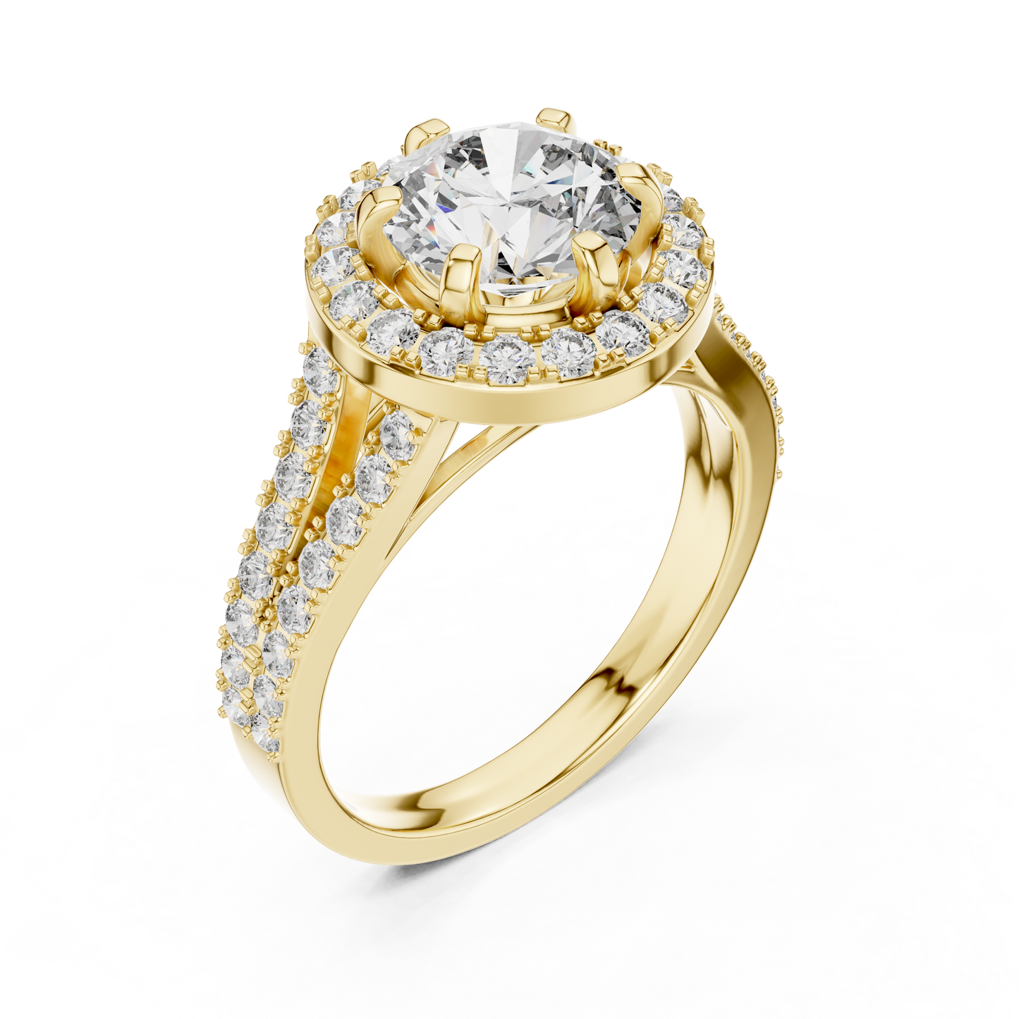 2.03 CTW Round Halo Split Shank Diamond Engagement