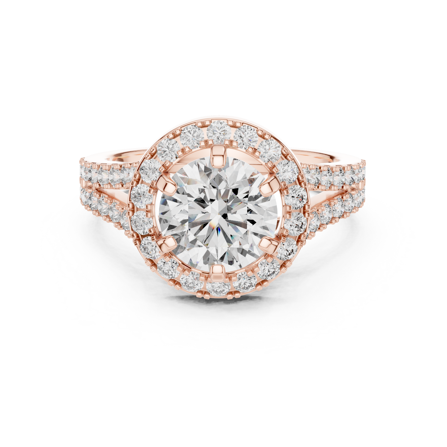 2.03 CTW Round Halo Split Shank Diamond Engagement
