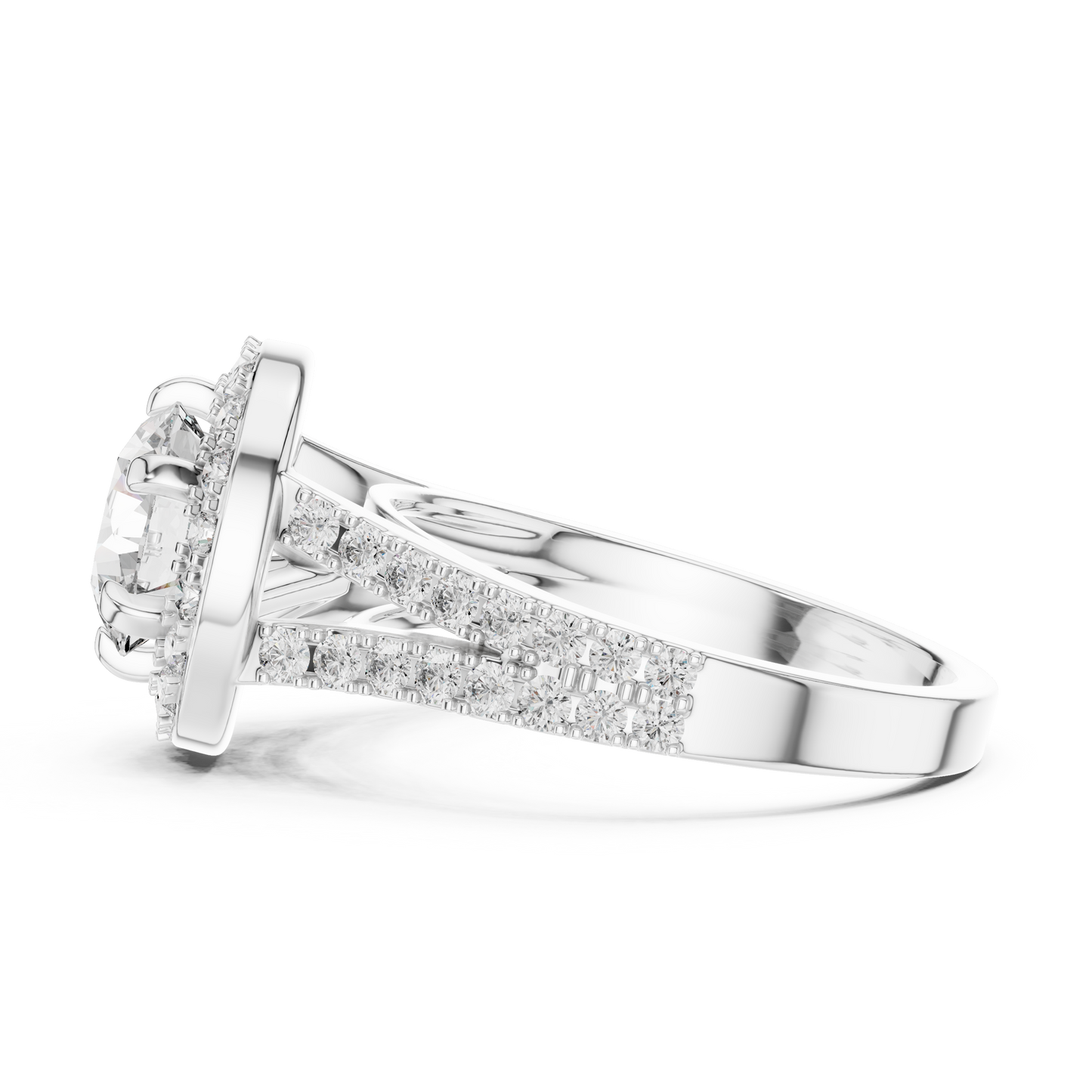 2.03 CTW Round Halo Split Shank Diamond Engagement