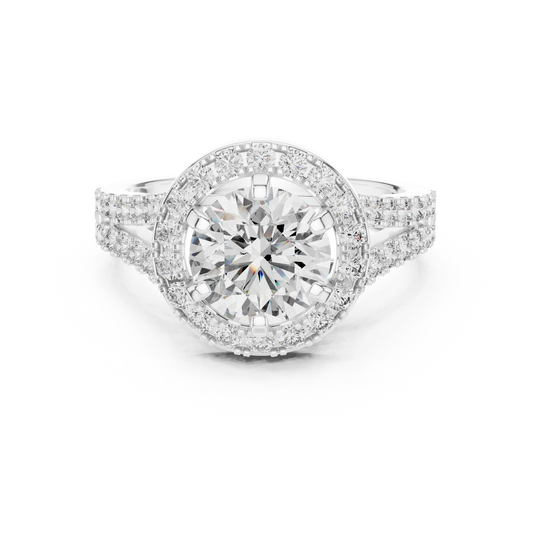 2.03 CTW Round Halo Split Shank Diamond Engagement