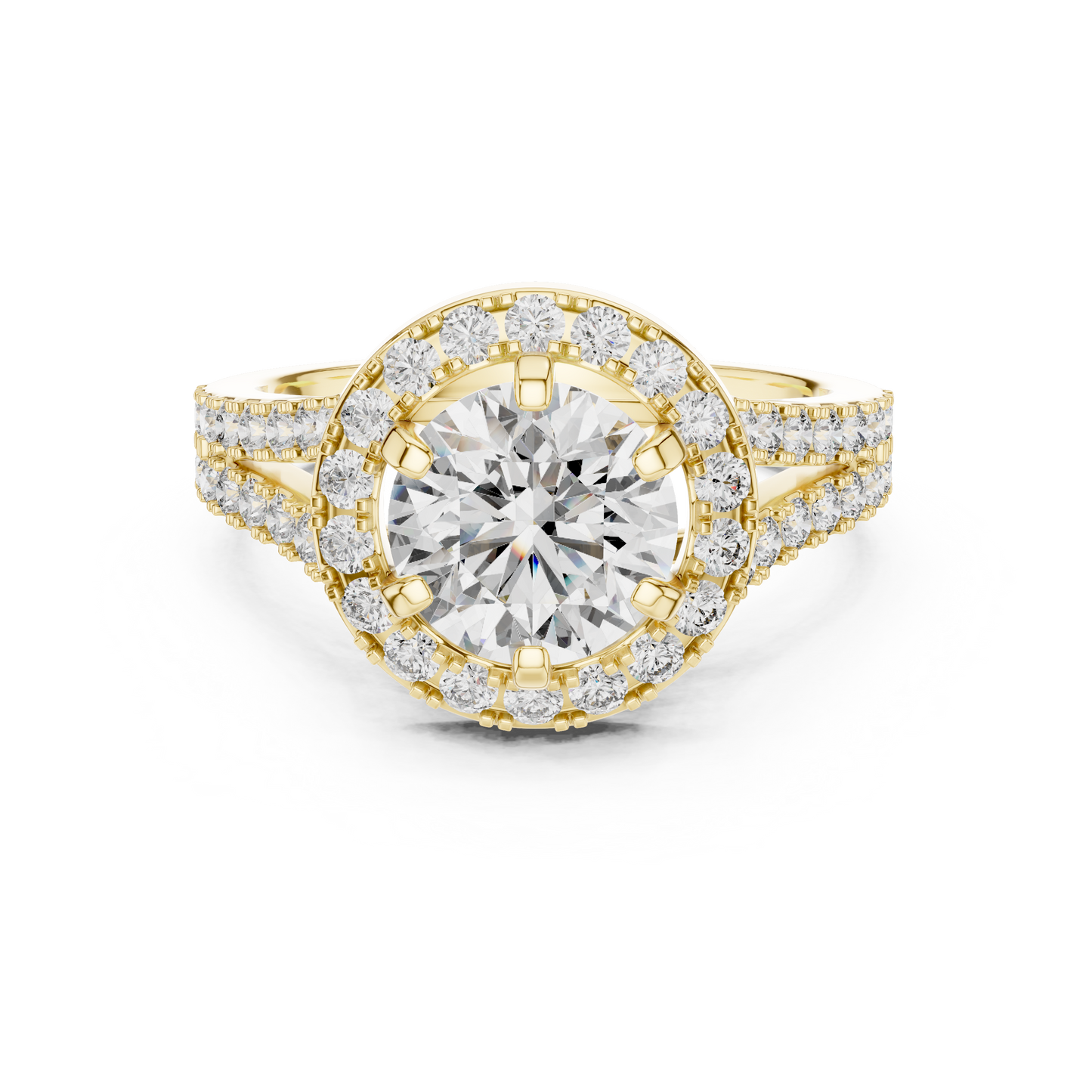 2.03 CTW Round Halo Split Shank Diamond Engagement